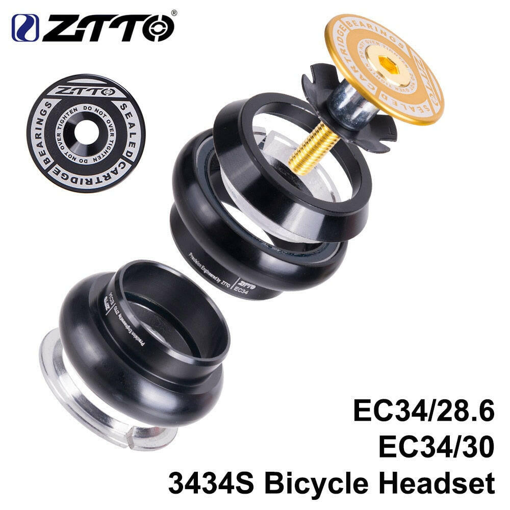 ZTTO 3434S MTB Bike Road Bicycle Headset 34mm EC34 CNC 1 1/8 28.6 Straight Tube fork Internal 34 Conventional Threadless Headset-WAYBIKER