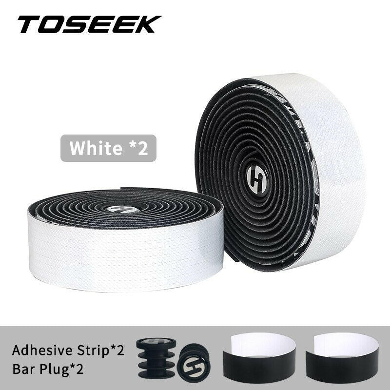 TOSEEK Bicycle Handlebar Tape Anti-Vibration PU EVA Bent Cycling Road Bike Tapes Racing Breathable Non-Slip Handle Bar Belt Wrap-WAYBIKER