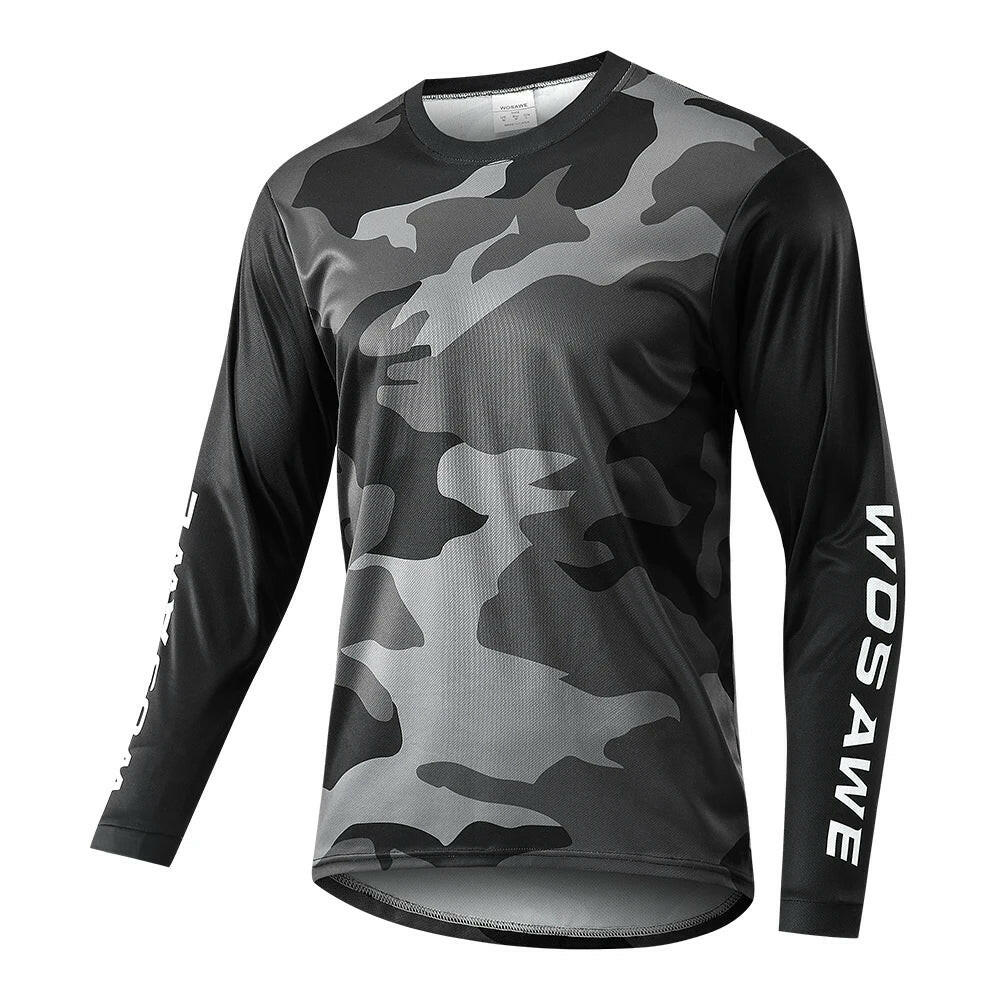 WOSAWE Men's Downhill Jerseys Mens Long Sleeve Cycling Jersey Mountain Bike MTB Enduro Trail Racing Top-WAYBIKER