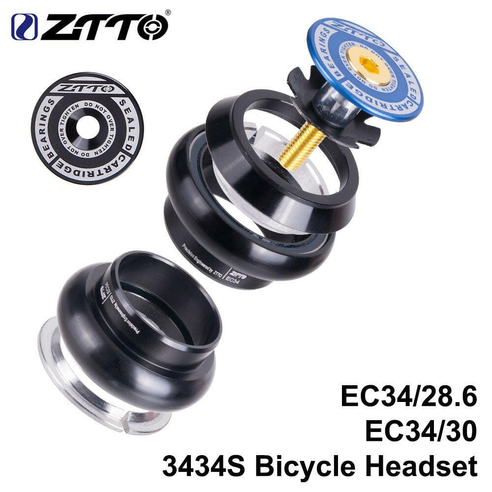 ZTTO 3434S MTB Bike Road Bicycle Headset 34mm EC34 CNC 1 1/8 28.6 Straight Tube fork Internal 34 Conventional Threadless Headset-WAYBIKER