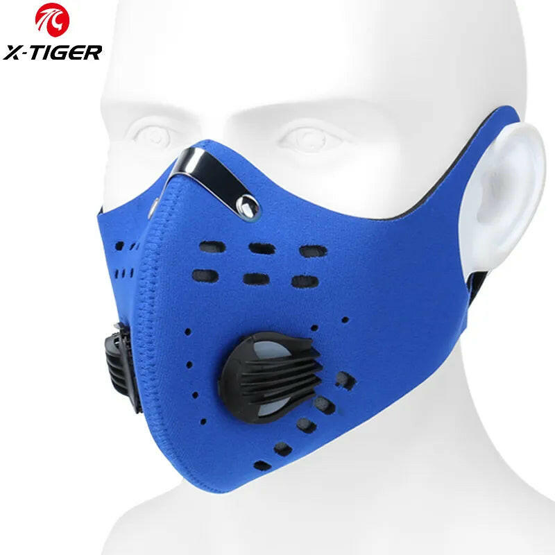 X-TIGER Cycling Face Mask with Filters Anti-Pollution Cycling Mask Activated Carbon Breathing Valve Bike Mouth Caps Mascarilla-WAYBIKER
