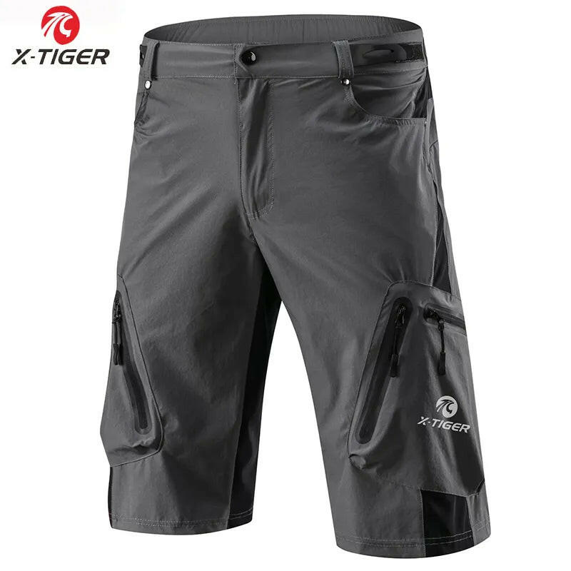 X-TIGER Men's Mountain Bike Shorts Grey Cycling Shorts Casual style Breathable Outdoor Sports MTB Riding Road Bike Short Trouser