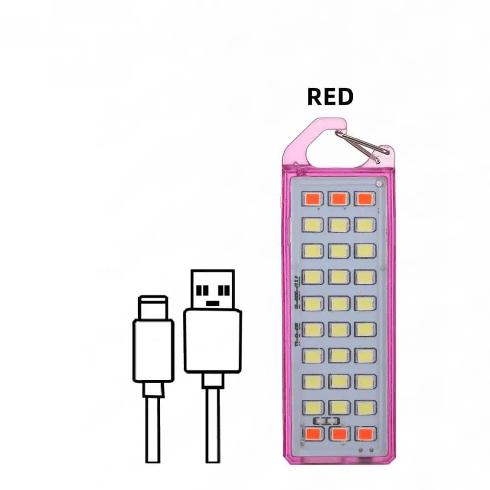 30LED Mini Keychain Flashlight Portable Usb Rechargeable Backpack Pocket Safety Warning Red light Camping Hiking Emergency light-WAYBIKER