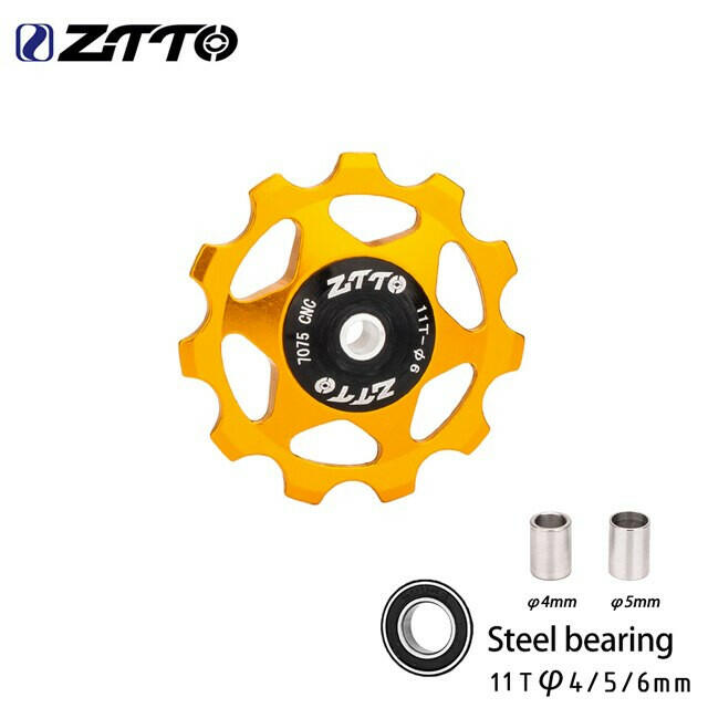 ZTTO MTB Bicycle Rear Derailleur Jockey Wheel 11T 13T Steel Bearing Pulley AL7075 CNC Road Bike Guide Roller Idler 4mm 5mm 6mm-WAYBIKER
