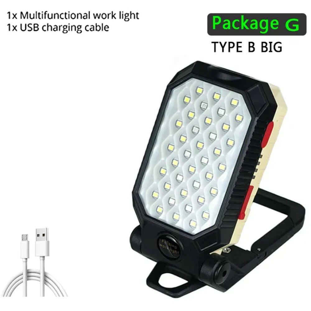 ZHIYU LED COB Work Light Portable Rechargeable Flashlight Magnetic Waterproof Camping Lantern Magnet Design with Power Display-WAYBIKER