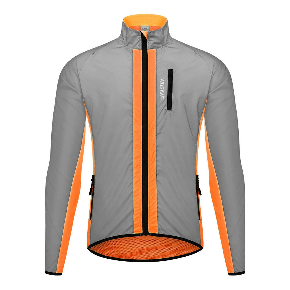 WOSAWE Ultralight Reflective Men Cycling Jacket Waterproof Riding Running Windbreaker Mix Of Fluorescent Coloured Silver Panels-WAYBIKER