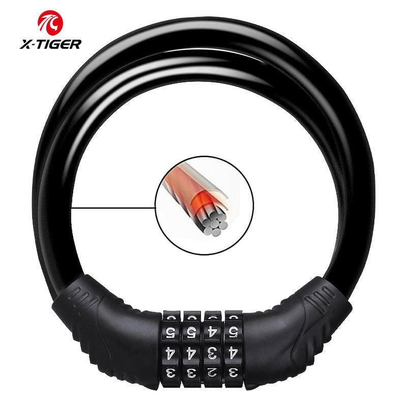X-TIGER Bicycle Lock Mountain Bike 4 Digit Password Bike Lock Portable Security Motorcycle Electric Scooter Padlock Universal-WAYBIKER