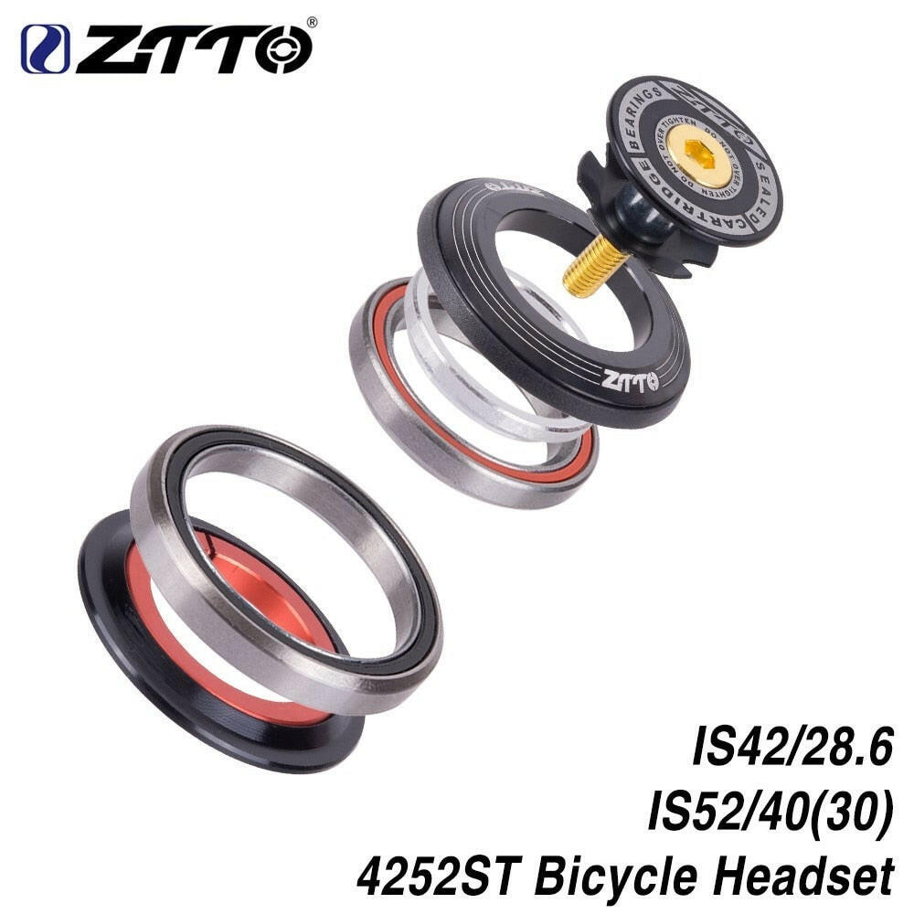 ZTTO MTB Bike Road Bicycle Headset 42mm 52mm CNC 1 1/8"-1 1/2" Tapered Tube fork Integrated Angular Contact Bearing 4252ST-WAYBIKER