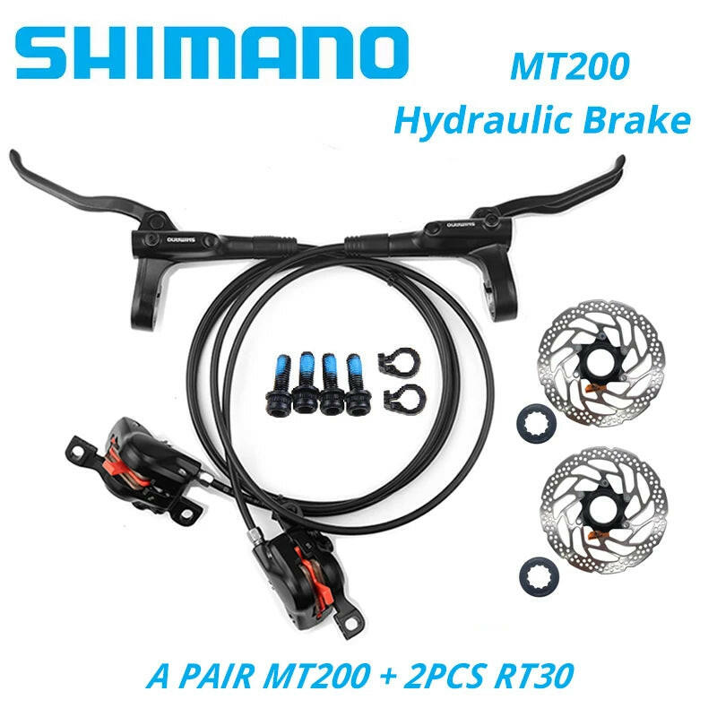 Original Shimano MT200 MTB Mountain Bike Hydraulic Disc Brake Left Front Right Rear 145CM Rotor RT56 RT54 RT26 RT30 HS1 G3 160MM-WAYBIKER