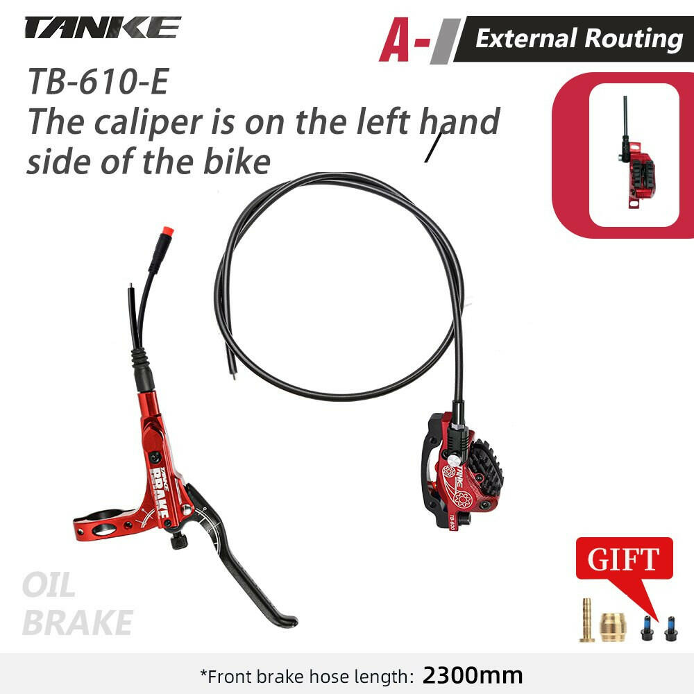 TANKE MTB 4 Piston Electric Disc Brake Electric Bicycle Scooter Power Off Oil Brakes Resin Pad Oil Pressure Caliper Bike parts-WAYBIKER