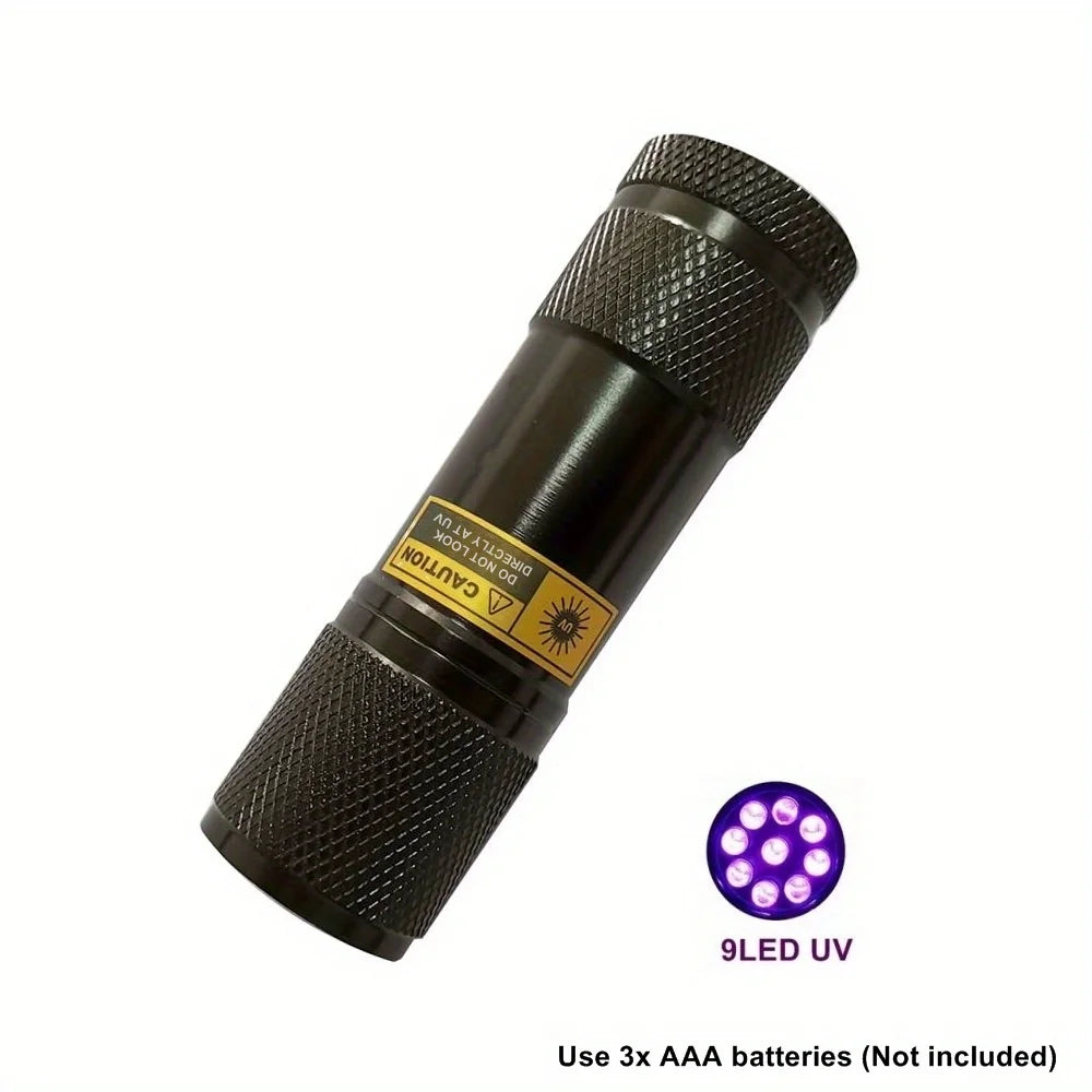 9 LED 395-400nm UV Light Flashlight Mini Torch Money Ore Leakage Id Invisible Ink Marker Pet Stains Cat Tinea Checker Use AAA-WAYBIKER