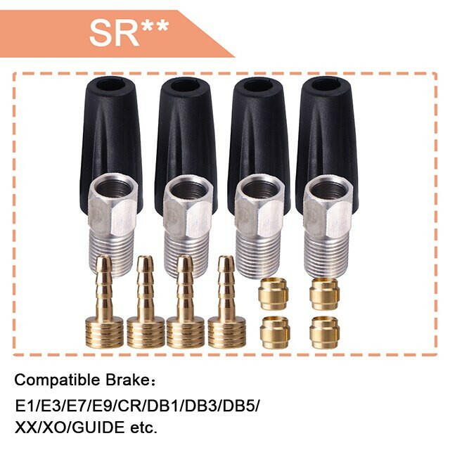 ZTTO 4 Set MTB Bicycle Hydraulic Disc Brake Oil Hose Connector Mountain Bike Cable Insert And Olive Locking Bolt Set BH59 BH90-WAYBIKER