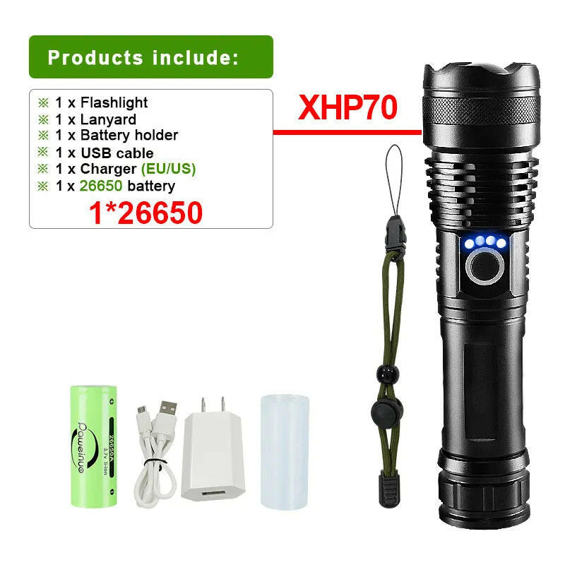 XHP360 Led Flashlight 18650 Rechargeable Torch Usb Powerful Tactical Flash Light Zoomable Hunting Lantern Waterproof Hand Lamp-WAYBIKER