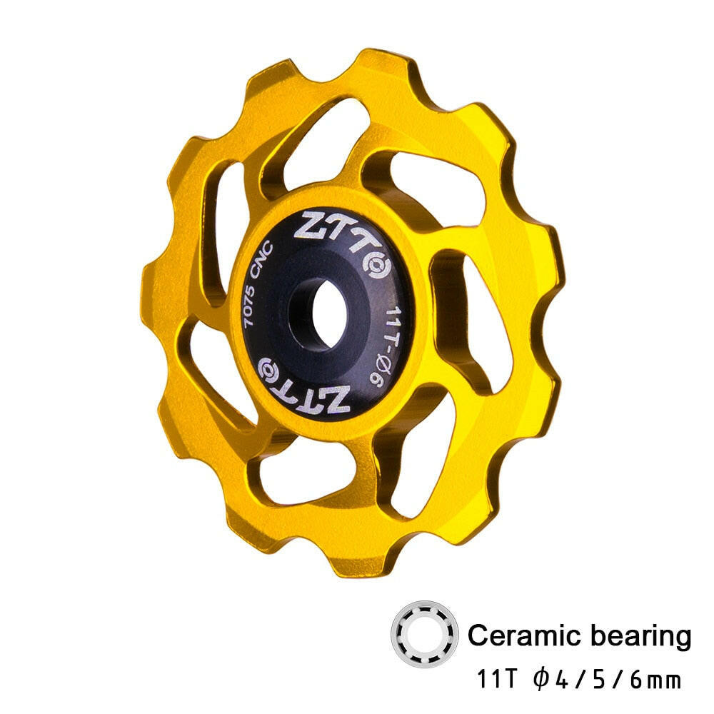 ZTTO 11T MTB Bicycle Rear Derailleur Jockey Wheel Ceramic Bearing Pulley AL7075 CNC Road Bike Guide Roller Idler 4mm 5mm 6mm-WAYBIKER