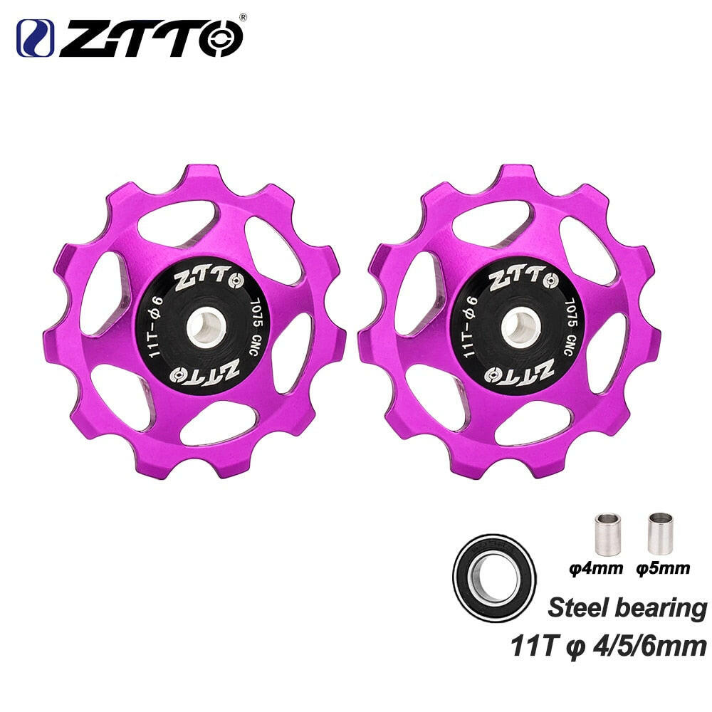 ZTTO 11T 13T MTB Bicycle Rear Derailleur Jockey Wheel Steel Bearing Pulley AL7075 CNC Road Bike Guide Roller Idler 4mm 5mm 6mm-WAYBIKER