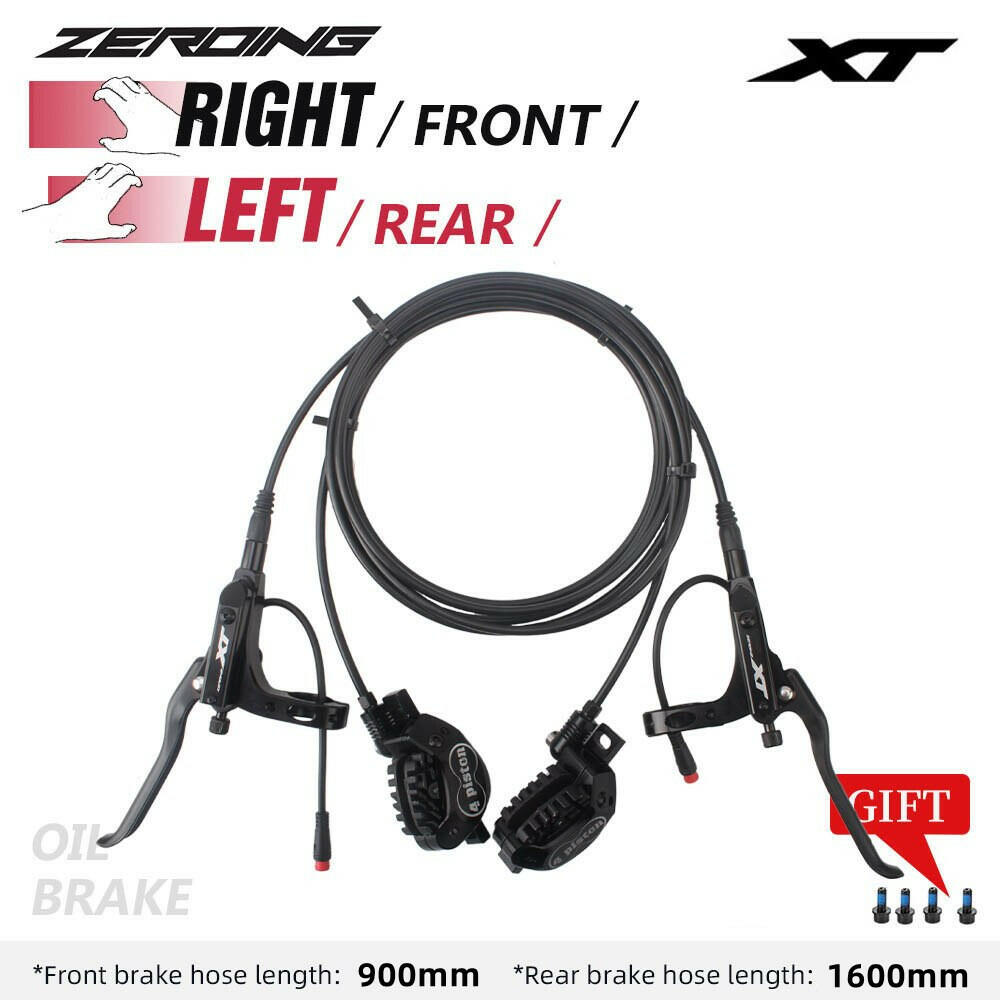 ZEROING E-bike Brake Electric Scooter 4 Piston Hydraulic Disc Brake XT With Cooling Full Meatal Pads CNC Tech Mineral Oil Brake-WAYBIKER