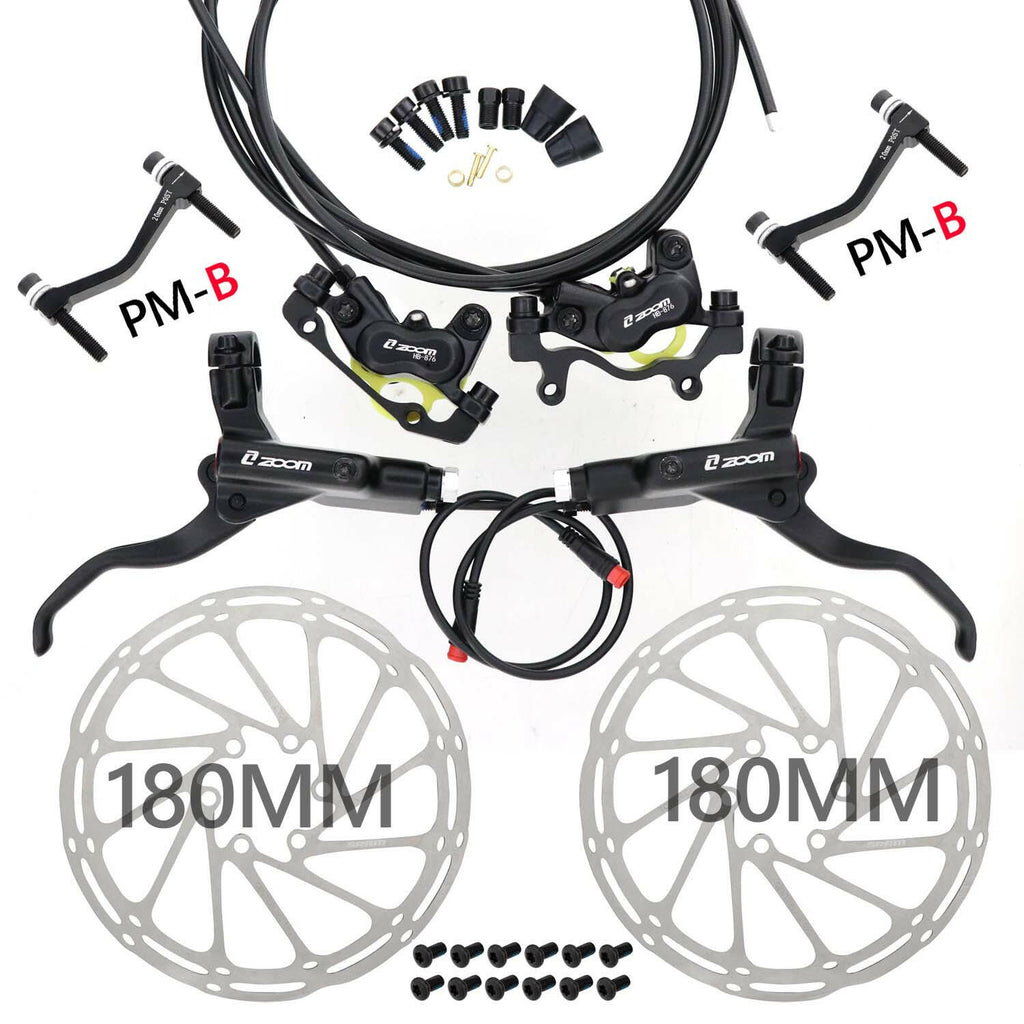 ZOOM HB-876E E-Bike 4-Piston Hydraulic Disc Brake Set Electric Scooter Folding Mtb Bike Power Off ebrake-WAYBIKER