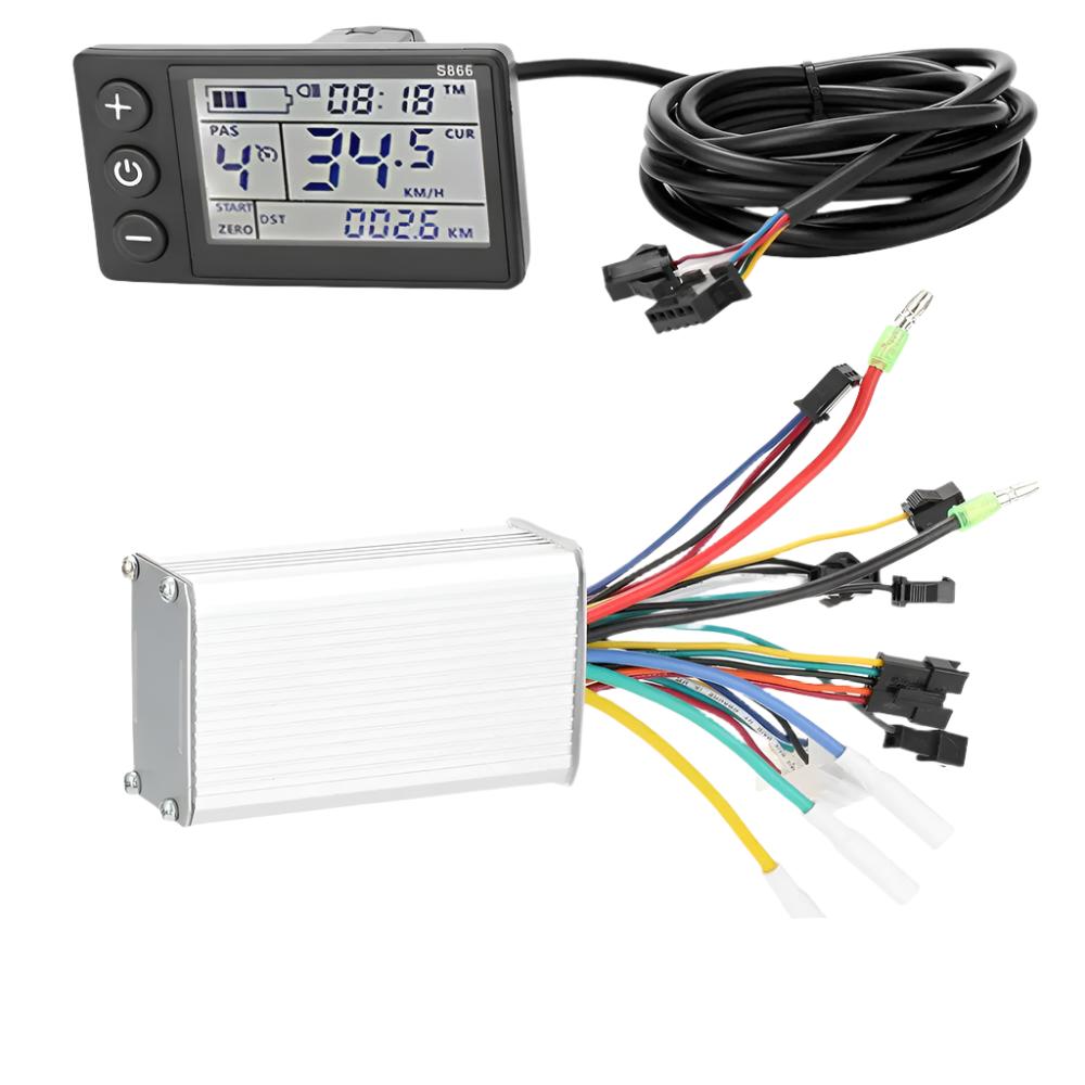 Electric Bike Controller 24V-48V/36V-60V 350W Brushless E-bike Controller with LCD Display Bicycle Motor Scooter Controller S866-WAYBIKER