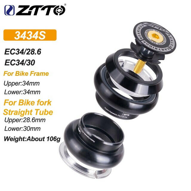 ZTTO MTB Road Bicycle CNC Headset 1 1/8"-1 1/2" Sealed Bearing 1.5Tapered 28.6 Straight Tube Bike Fork Internal Steering Bearing-WAYBIKER