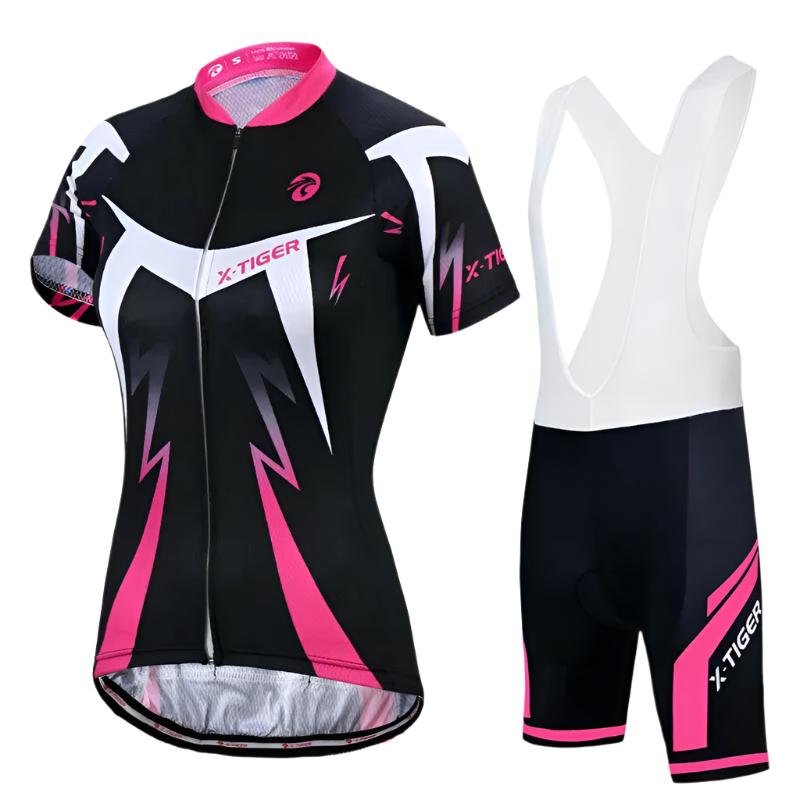 X-Tiger Women's Bib Cycling Set Summer Short Sleeve Suit Anti-UV Bicycle Clothing Quick-Dry Jersey Mountain Female Bike Clothes