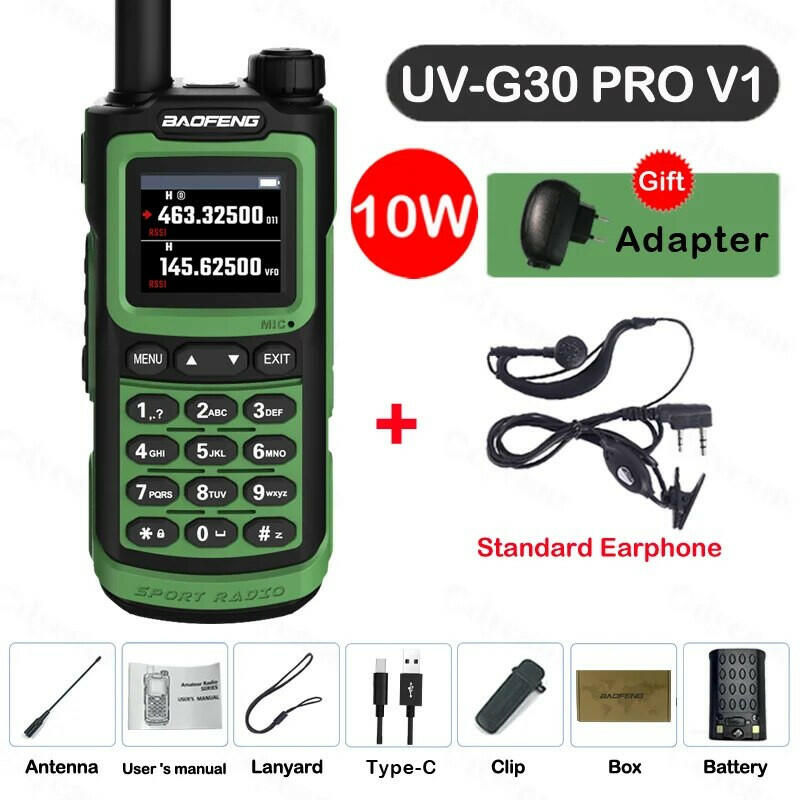 Baofeng UV-G30 Pro V1 Ham Walkie Talkie Long Range Two Way Radio Wireless Copy Frequency Transceiver Type-C Charger UV-5R UV-17-WAYBIKER