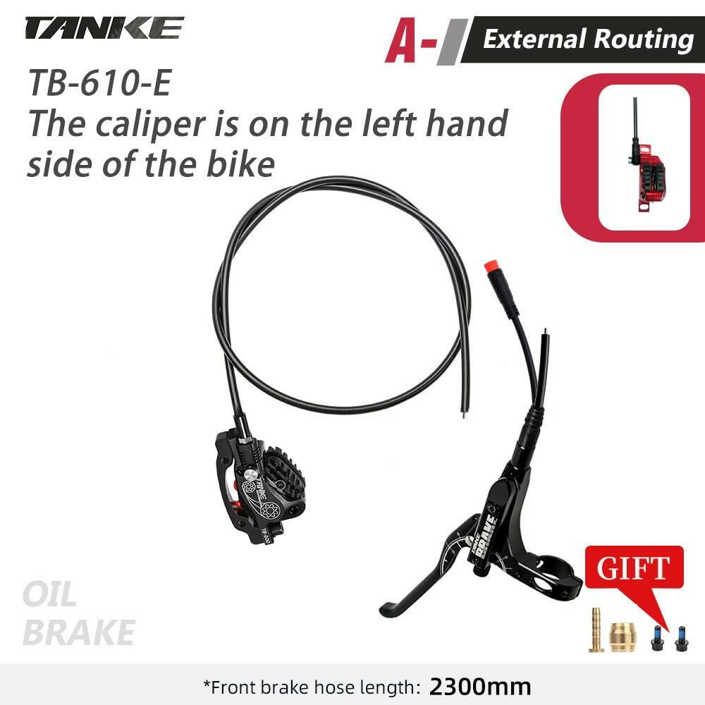 TANKE MTB 4 Piston Electric Disc Brake Electric Bicycle Scooter Power Off Oil Brakes Resin Pad Oil Pressure Caliper Bike parts-WAYBIKER
