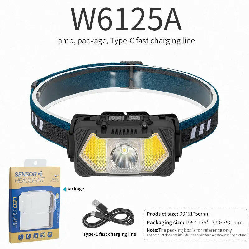 Powerful LED Headlamp Buit-in18650 USB Rechargeable Headlight Head Lamp Waterproof Head Light High Lumens Flashlight-WAYBIKER