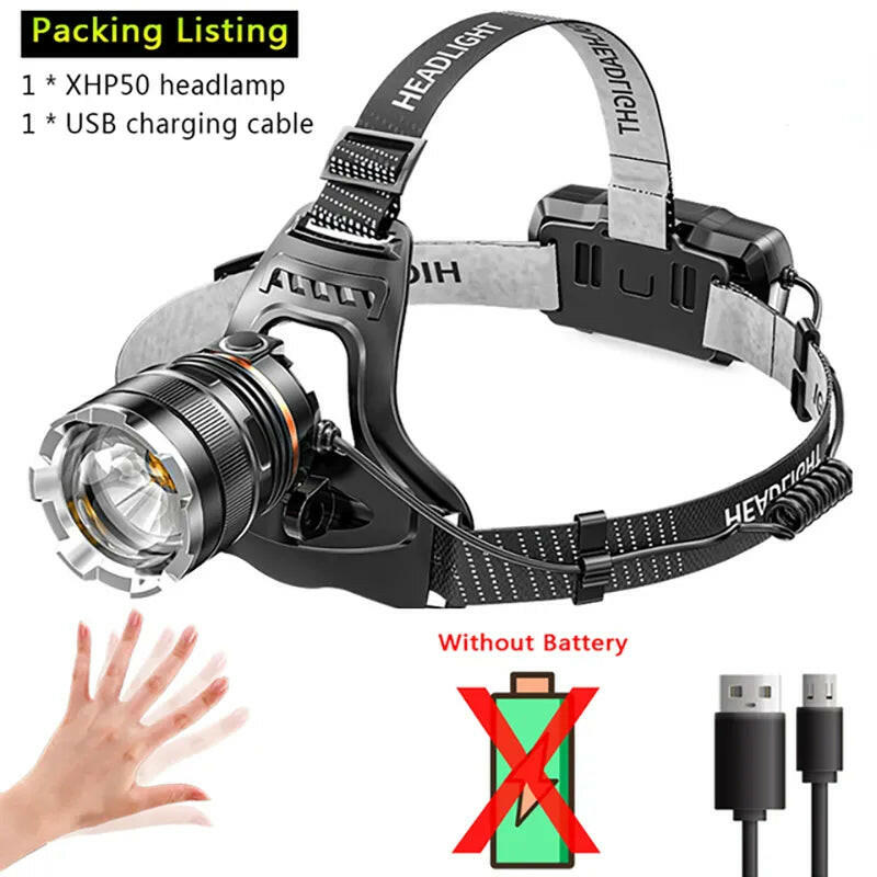 XHP70 Powerful LED Induction Headlamp USB Rechargeable 3*18650 With Battery Head Flashlight Outdoor Fishing Camping Head Torch-WAYBIKER