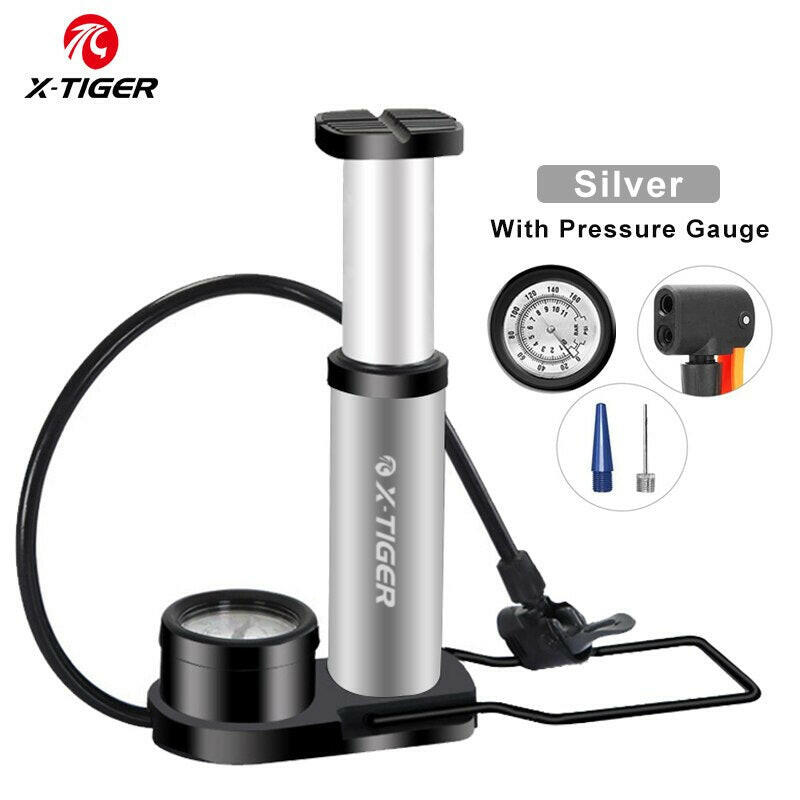 X-TIGER Portable Bike Pump High Pressure Pedal Bicycle Foot Pump Ultra-Light Aluminum Alloy MTB Bike Tire Inflator Accessories-WAYBIKER