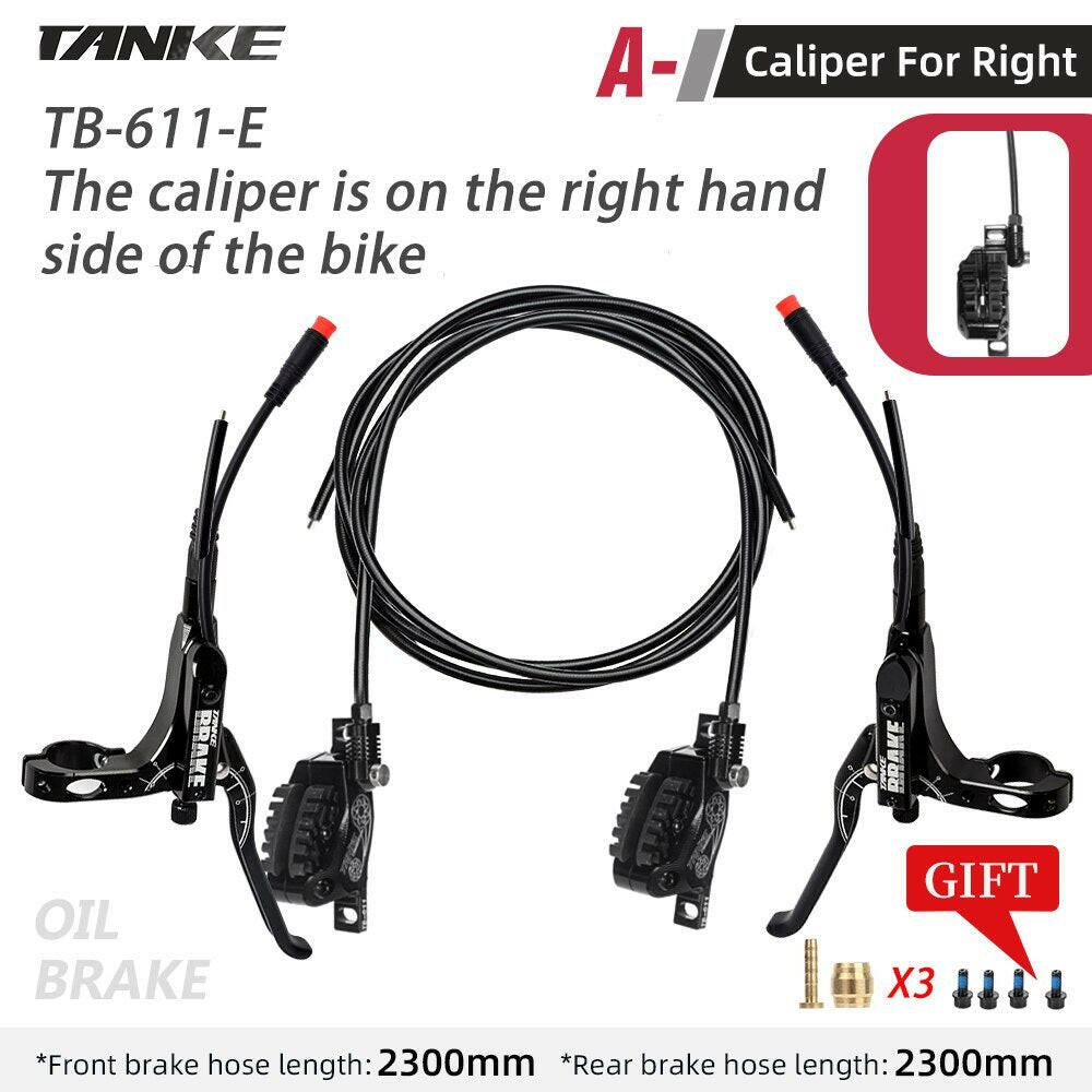 TANKE MTB 4 Piston Electric Disc Brake Electric Bicycle Scooter Power Off Oil Brakes Resin Pad Oil Pressure Caliper Bike parts-WAYBIKER