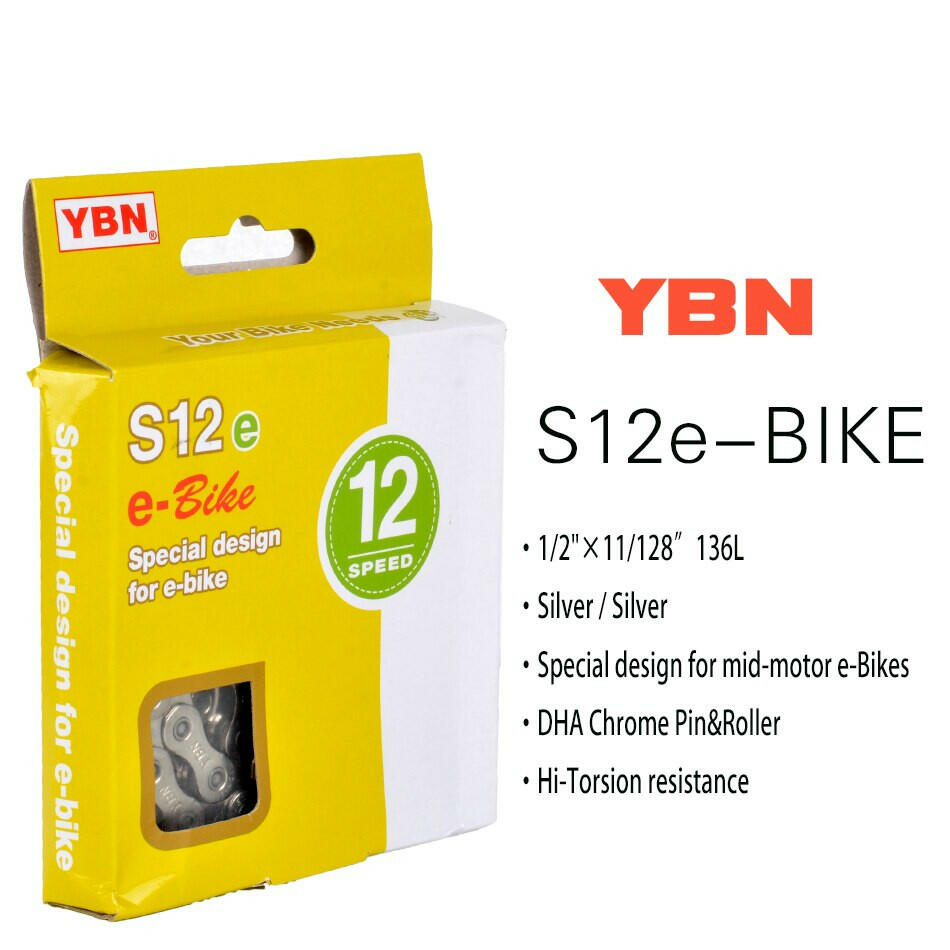 YBN E-Bike Chain 8 9 10 11 12 Speed Electric Sport Bicycle Chains 136 Links Anti-Rust E-Bike Parts With Magic Buckle for Shimano-WAYBIKER