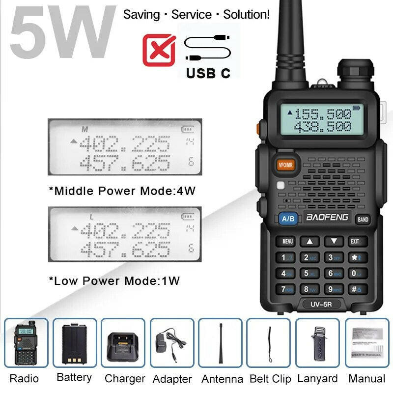 UV-5R Baofeng 8W 5W Walkie Talkie Battery Type C USB 3800 mAh UHF VHF Dual Band Military 10 KM Ham Two Way Radios FM UV-82 UV-16-WAYBIKER