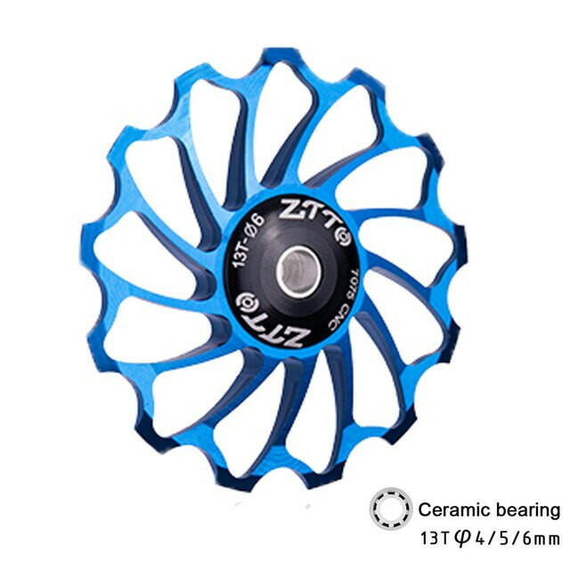 ZTTO New 13T Bicycle Rear Derailleur Jockey Wheel AL7075 CNC Ceramic Bearing Pulley MTB Road Bike Guide Roller Idler 4mm 5mm 6mm-WAYBIKER