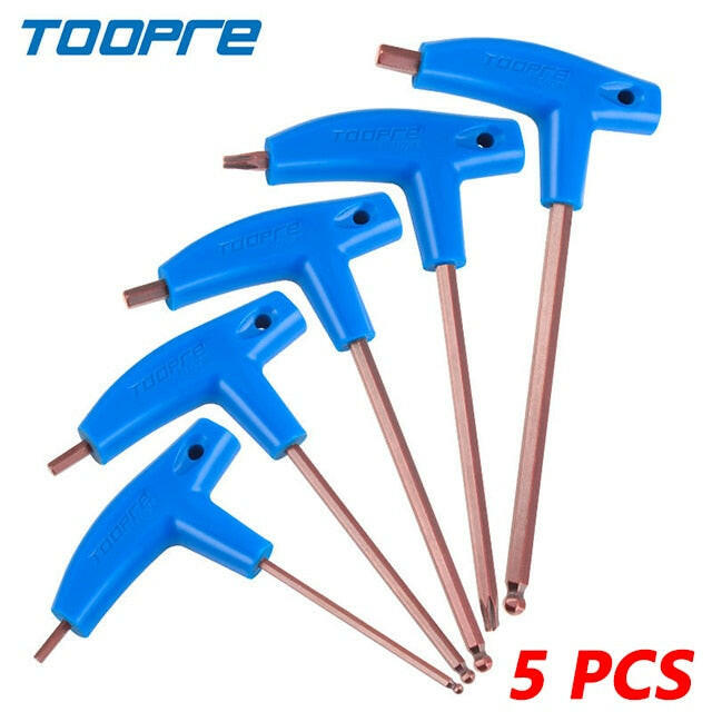 TOOPRE MTB Road Bicycle Allen Key T-Type PP Plastic Handle T25 Wrench S2 Tool Set 3mm 4mm 5mm 6mm Wrench Tools Bike Repair Kit-WAYBIKER