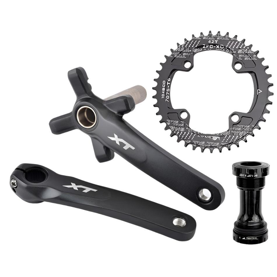 XT Bicycle Crankset 104BCD MTB Bike Crank Chainring Bike 170mm 175mm Black Round Oval 32T 34T 36T 38T Aluminum Alloy with Bottom-WAYBIKER