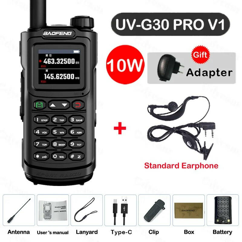 Baofeng UV-G30 Pro V1 Ham Walkie Talkie Long Range Two Way Radio Wireless Copy Frequency Transceiver Type-C Charger UV-5R UV-17-WAYBIKER