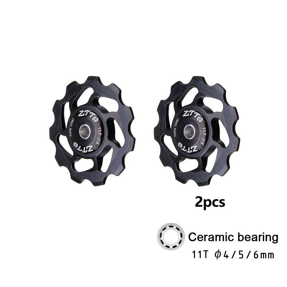 ZTTO 11T MTB Bicycle Rear Derailleur Jockey Wheel Ceramic Bearing Pulley AL7075 CNC Road Bike Guide Roller Idler 4mm 5mm 6mm-WAYBIKER