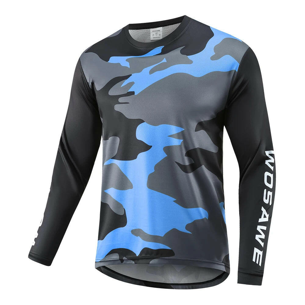 WOSAWE Men's Downhill Jerseys Mens Long Sleeve Cycling Jersey Mountain Bike MTB Enduro Trail Racing Top-WAYBIKER