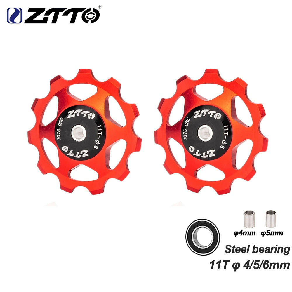ZTTO 11T 13T MTB Bicycle Rear Derailleur Jockey Wheel Steel Bearing Pulley AL7075 CNC Road Bike Guide Roller Idler 4mm 5mm 6mm-WAYBIKER