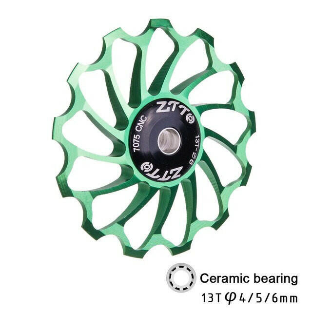 ZTTO New 13T Bicycle Rear Derailleur Jockey Wheel AL7075 CNC Ceramic Bearing Pulley MTB Road Bike Guide Roller Idler 4mm 5mm 6mm-WAYBIKER