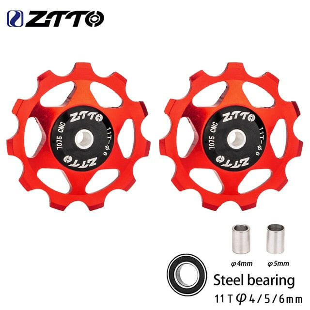 ZTTO MTB Bicycle Rear Derailleur Jockey Wheel 11T 13T Steel Bearing Pulley AL7075 CNC Road Bike Guide Roller Idler 4mm 5mm 6mm-WAYBIKER