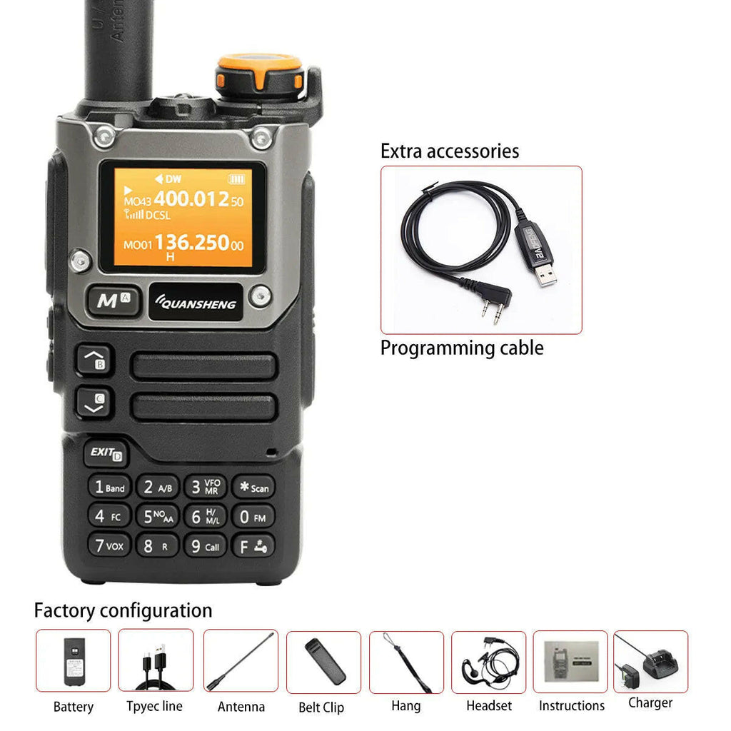 Quansheng UV-K6 Walkie Talkie 5W Air Band Radio Tyep C Charge UHF VHF DTMF FM Scrambler NOAA Wireless Frequency Two Way CB Radio