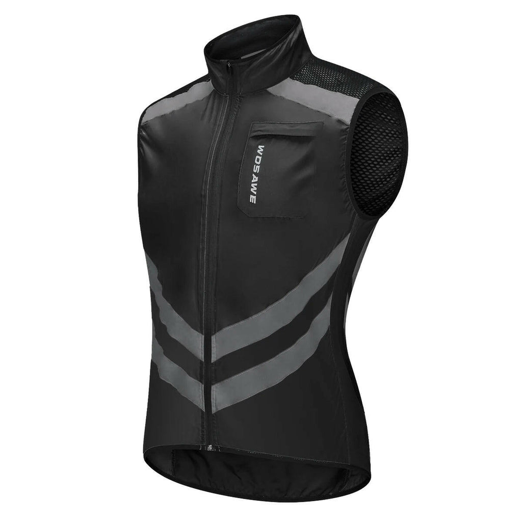 WOSAWE High Visibility Cycling Vest Wind Windbreaker Windproof Coat Breathable Reflective Sleeveless Jacket for Running Hiking-WAYBIKER
