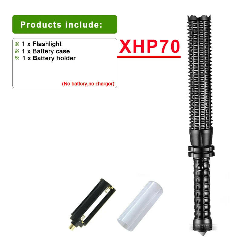 XHP70 Telescopic Flashlight Self Defense Powerful LED Tactical Baseball Bat Flashlight Torch Rechargeable Lantern-WAYBIKER