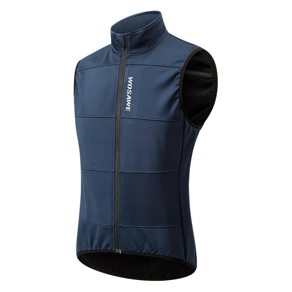 WOSAWE WINTER Gilet Thermal Fleece Men Cycling Jacket Sleeveless Cycling Bike Clothing Black Vest Winter Coat  No Pockets-WAYBIKER