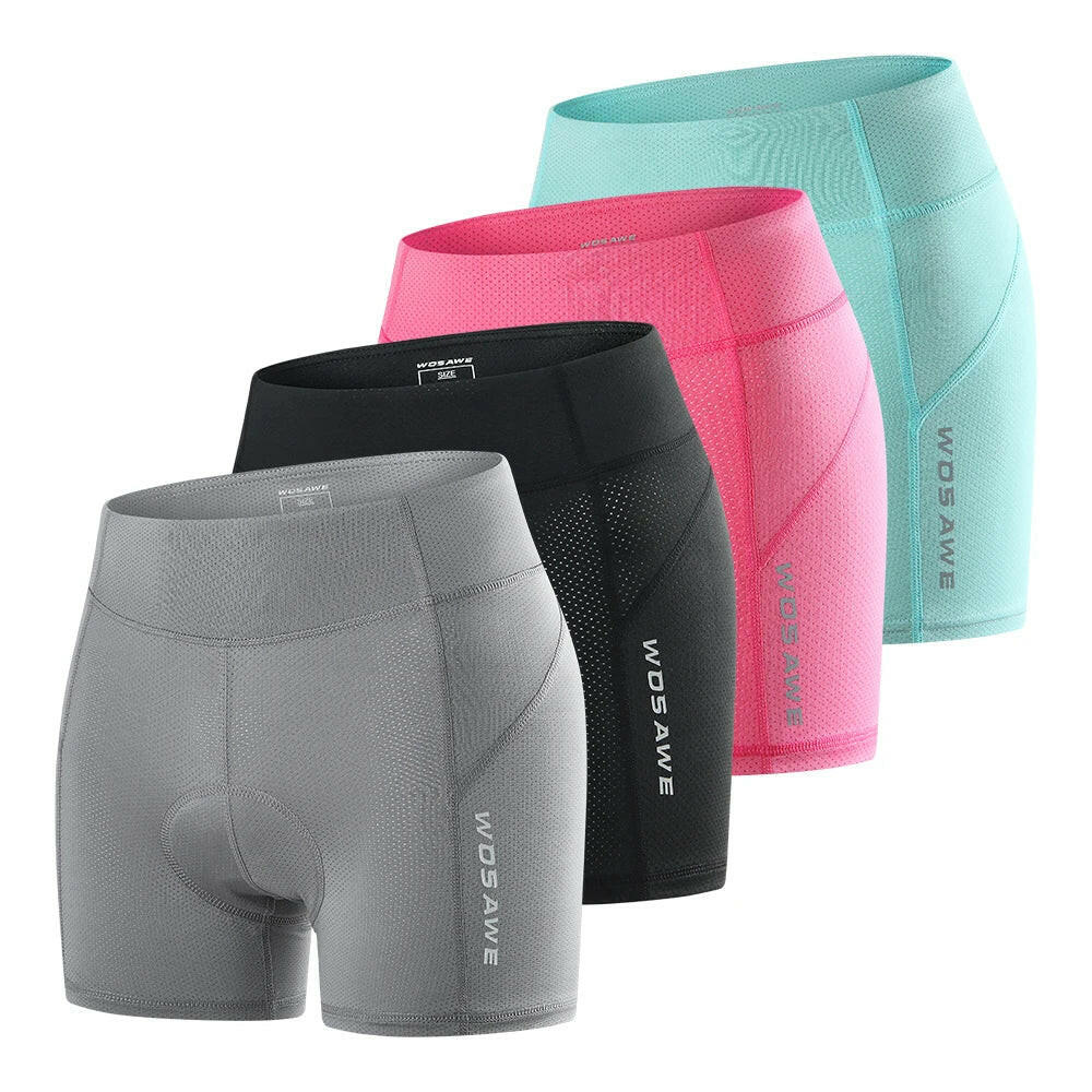 WOSAWE Padded Cycling Shorts Women Breathable Mesh Cycling Underwear Shockproof Riding Bicycle Underpant MTB Road Bike Shorts-WAYBIKER