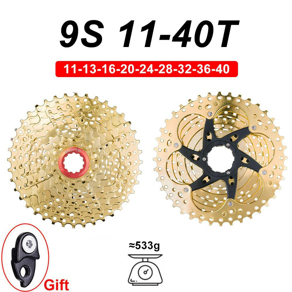 ZTTO 9 Speed Cassette 11-40 T Wide Ratio Freewheel Mountain Bike MTB Bicycle Cassette Flywheel Sprocket Compatible with Sunrace-WAYBIKER