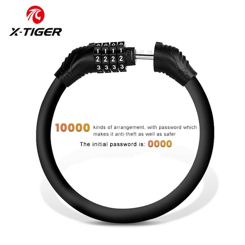 X-TIGER Bicycle Lock Mountain Bike 4 Digit Password Bike Lock Portable Security Motorcycle Electric Scooter Padlock Universal-WAYBIKER