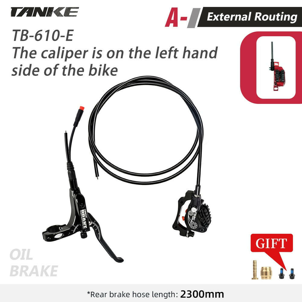 TANKE MTB 4 Piston Electric Disc Brake Electric Bicycle Scooter Power Off Oil Brakes Resin Pad Oil Pressure Caliper Bike parts-WAYBIKER