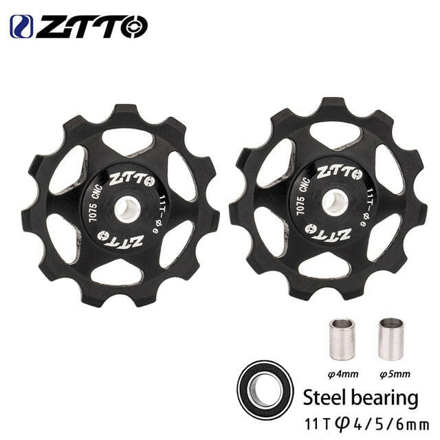 ZTTO MTB Bicycle Rear Derailleur Jockey Wheel 11T 13T Steel Bearing Pulley AL7075 CNC Road Bike Guide Roller Idler 4mm 5mm 6mm-WAYBIKER